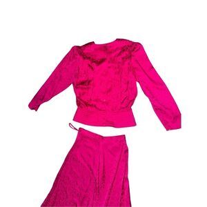 Vintage - Argenti - Bright Magenta Pink, 100% Silk Lightweight Jacquard, 2 PC lo